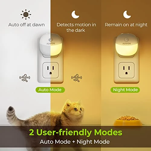 Plug in Night Light with Motion Sensor and Dusk to Dawn Sensor — Night Lights, AUVON