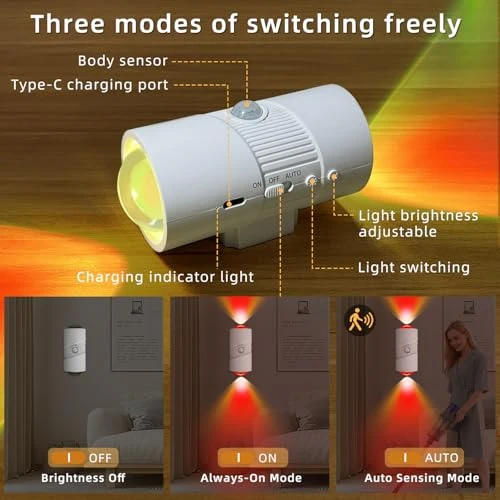 Rechargeable RGB Motion Sensor Night Light — Night Lights, XXMANX