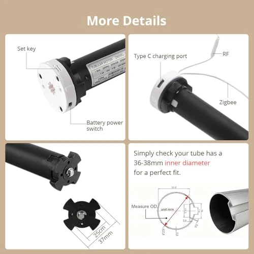 Rechargeable Roller Blinds Motor for 38mm Tube — Honeycomb, Blindsmart