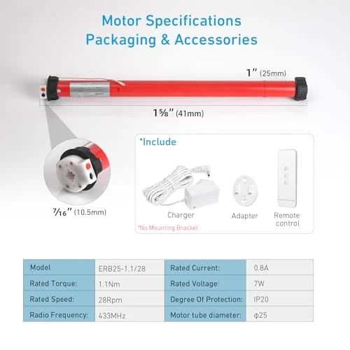Rechargeable Wireless Tubular Roller Shade Motor Kit — Roller, Rollerhouse