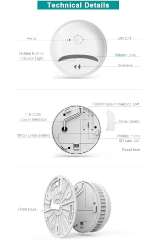 Hidden Camera Smoke Detector — Covert Surveillance, CAMDUCK