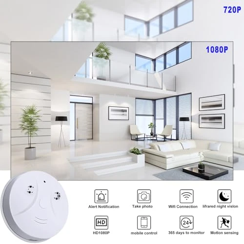 Hidden Camera Smoke Detector — Covert Surveillance, DWKINPING