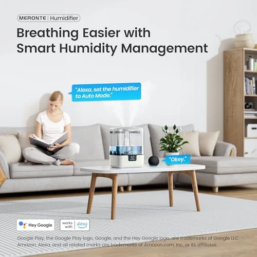 Smart Humidifier with Essential Oil Diffuser and Night Light — Air Moisturizers, MERONTE
