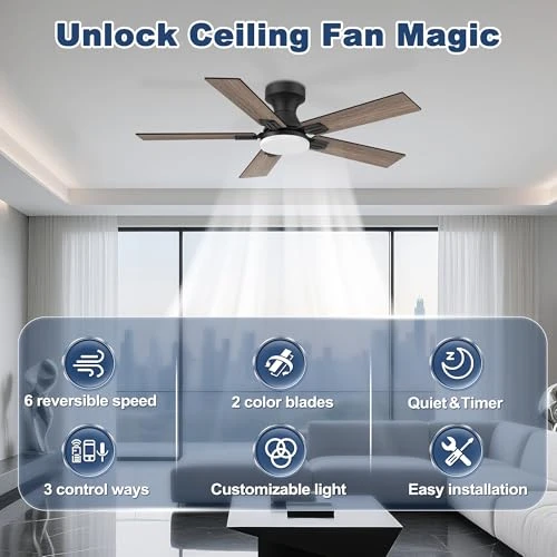 Smart Low Profile Ceiling Fan with Lights — Ceiling Fans, cumilo