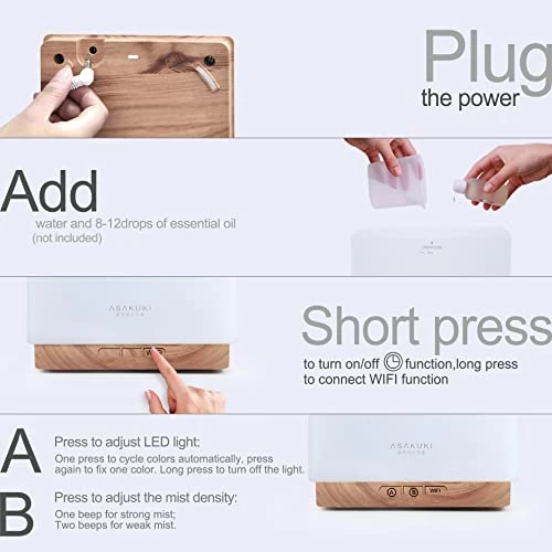 Smart WiFi Essential Oil Aromatherapy Diffuser — Diffusers, ASAKUKI