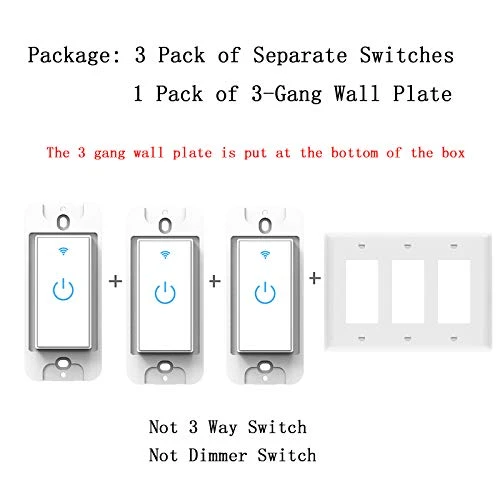 Smart WiFi Light Switch 3 Gang — Dimmer Switches, Lesim