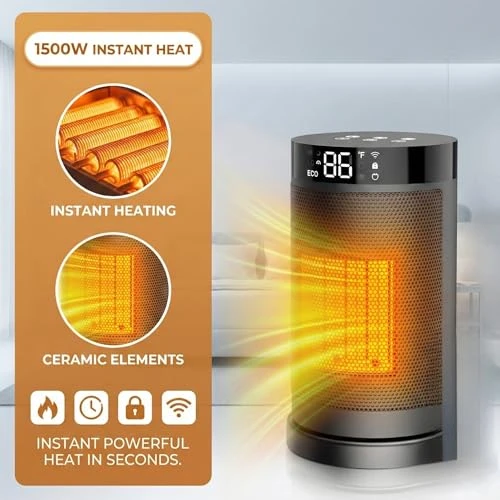 Smart WiFi Space Heater with Digital Display — Portable Heating Solutions, NUTROMO