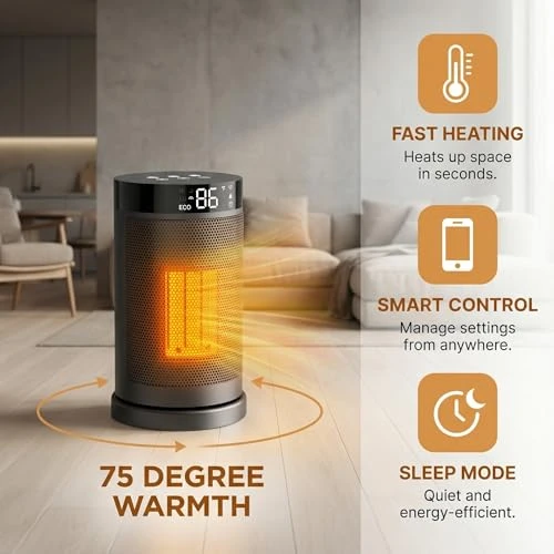 Smart WiFi Space Heater with Digital Display — Portable Heating Solutions, NUTROMO