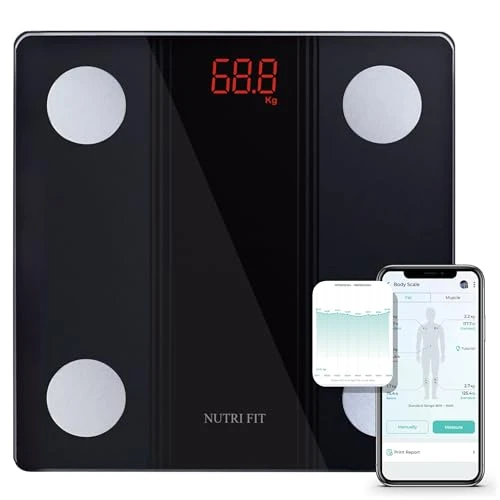 Bathroom Scale Smart Digital Bluetooth Scales for Body Weight, Body Fat, BMI Body Composition Analyzer with High... — Body Composition Analysis, NUTRI FIT