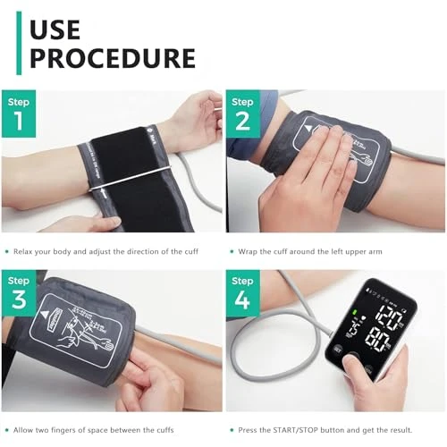 Blood Pressure Monitor Upper Arm Monitors for Home Use BP Machine Sphygmomanometer with 2x120 Reading Memory Adjustable... — Blood Pressure Monitors, Oklar