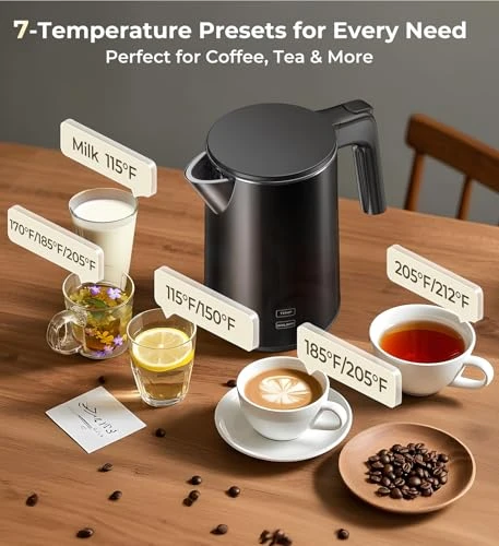 Electric Kettle with 7 Temperature Settings and Keep-Warm Function — Kettles & Tea Machines, ZKBHOME