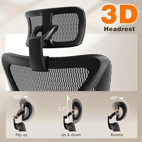 Ergonomic Office Chair with Footrest, Reclining Desk Chair with Adjustable Lumbar Support, 3D Armrest, Headrest & Large... — Desk Chairs, GABRYLLY