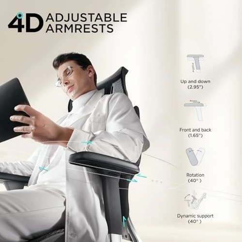 Ergonomic Office Chair with Footrest — Desk Chairs, Hbada