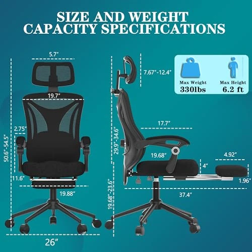 Ergonomic Office Chair with Footrest — Desk Chairs, CYKOV