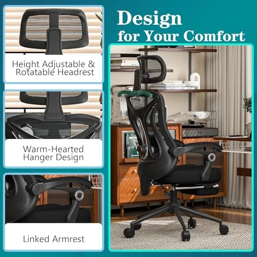 Ergonomic Office Chair with Footrest — Desk Chairs, CYKOV