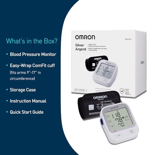 Silver Upper Arm Blood Pressure Monitor — Blood Pressure Monitors, Omron