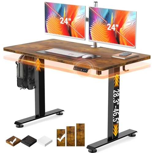 Adjustable Height Standing Desk with Wood Desktop — Mounts, Veken