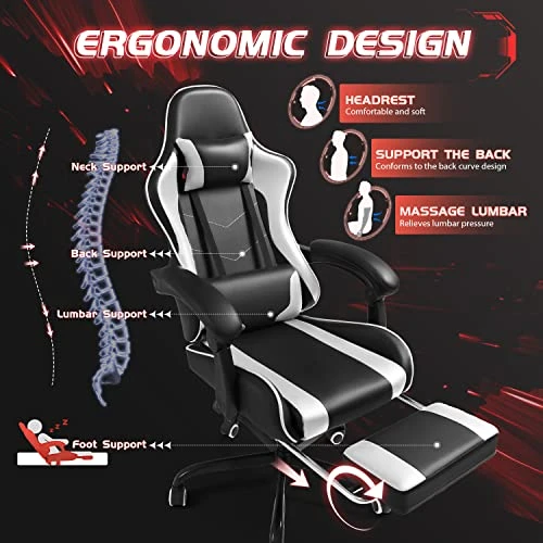 Gaming Chair with Footrest and Massage Lumbar Support — Gaming Seating Solutions, Shahoo