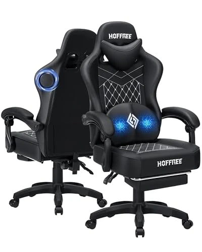 Gaming Chair with Speakers, Massage, and Footrest — Gaming Chairs, HOFFREE
