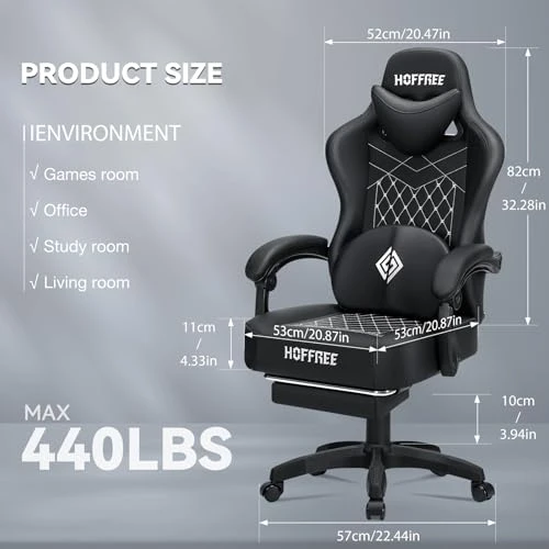 Gaming Chair with Speakers, Massage, and Footrest — Gaming Chairs, HOFFREE