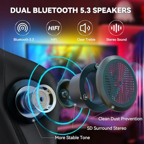 Gaming Chair with Speakers, Massage, and Footrest — Gaming Chairs, HOFFREE