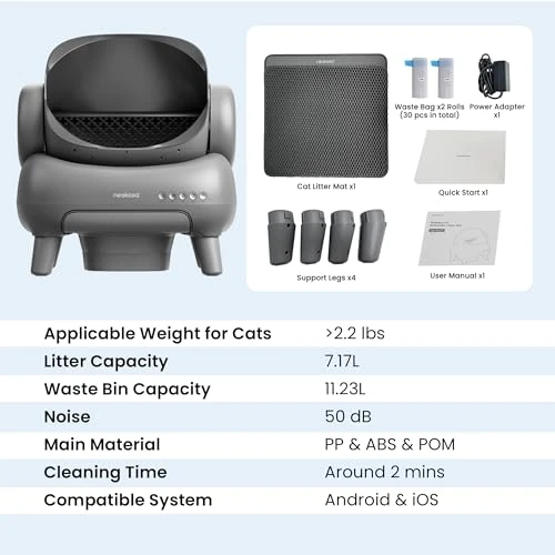 Open-Top Self Cleaning Cat Litter Box — Waste Bins, Neakasa