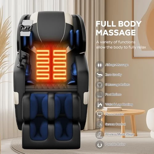 Zero Gravity Full Body Massage Chair with Auto Modes, Airbag Massage, Foot Massage, Heating, and Touch Screen Controller — Massage Equipment, Msutree