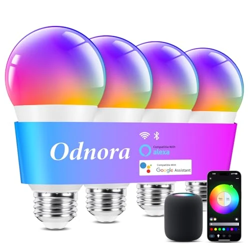 Smart Light Bulbs, Color Changing, 4 Pack — Incandescent, Odnora