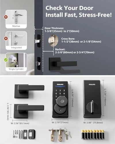 Built-in WiFi Smart Lock with Fingerprint, Keypad, and Voice Control — Electromagnetic Security Locks, Philips