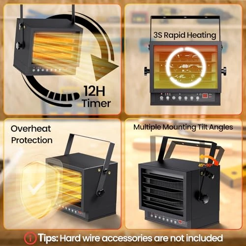 Electric Garage Heater with WIFI, Remote, and ECO Mode — Portable Kerosene Heaters, Riseon