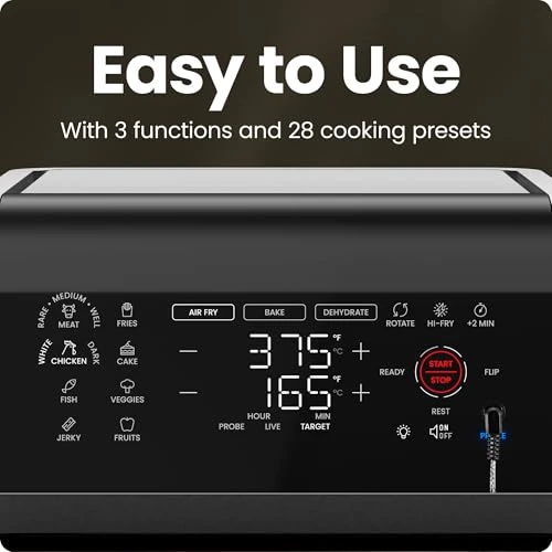 12 Quart 5-in-1 Air Fryer with Integrated Smart Cooking Thermometer — Air Fryers, Chefman