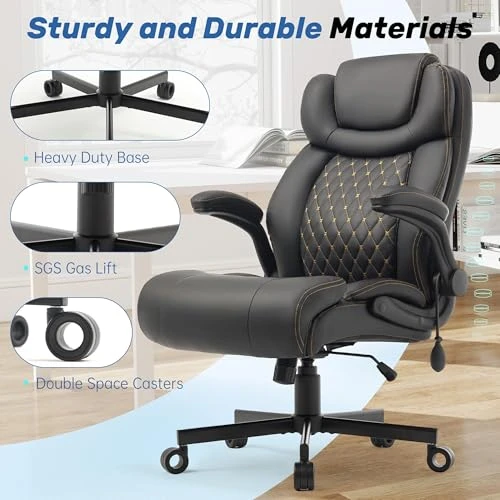 Big and Tall Office Chair with Inflatable Lumbar Support — Desk Chairs, Sofetura