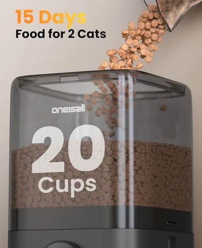 Cordless WiFi Automatic Cat Feeder for 2 Cats — Smart Pet Feeders, oneisall