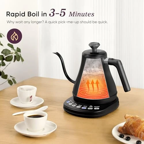 Electric Gooseneck Kettle with 5 Temperature Control Presets — Kettles & Tea Machines, Cosori