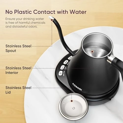 Electric Gooseneck Kettle with 5 Temperature Control Presets — Kettles & Tea Machines, Cosori