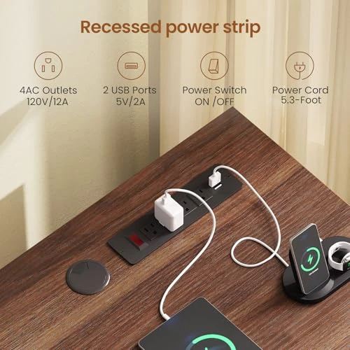 Farmhouse Electric Standing Desk with Drawers and Storage Shelves — Office, SEDETA