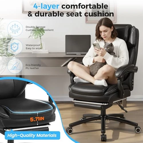 Kneading Massage Office Chair with Footrest — Desk Chairs, CHAIRKER