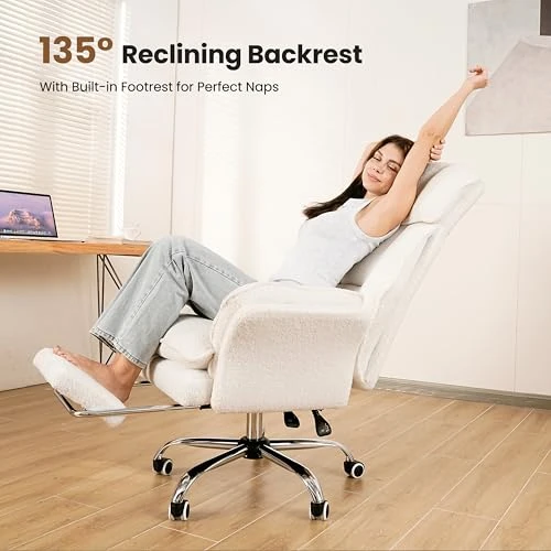 Office Chair with Flip Armrests and Foot Rest — Desk Chairs, HOMRELEXA