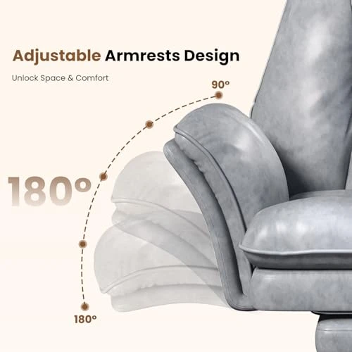 Office Chair with Flip Armrests and Foot Rest — Desk Chairs, HOMRELEXA