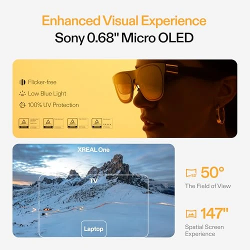 AR Glasses with X1 Chip, Native 3 DoF, 147-inch 50°FOV 120Hz HD Display, Expertly Tuned Audio — Smart Glasses, XREAL