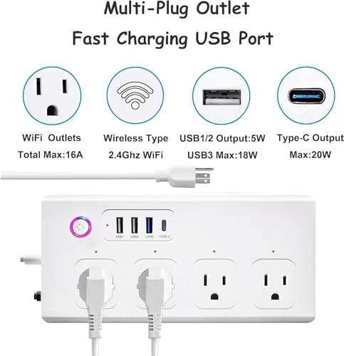 Smart Power Strip Surge Protector with Fast Charge — Power Distribution Units, XENON