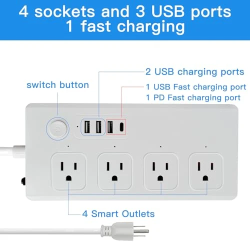 WiFi Smart Power Strip Surge Protector Extension Cord — Power Solutions & Surge Protection, Jinvoo