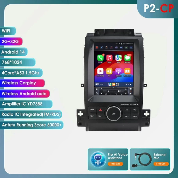 9.7 Inch Android Car Stereo with GPS, CarPlay, 4G, and RDS — In-Dash, Hizpo