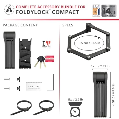 FoldyLock Compact Folding Bike Lock — Chain, Seatylock