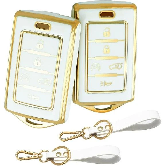 2-Piece 5-Button TPU Smart Key Fob Cover — Front-End, JEEP