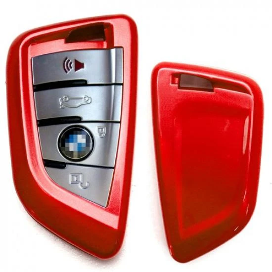 Glossy Red Smart Key Fob Shell Cover — Car Door Entry Guard, BMW