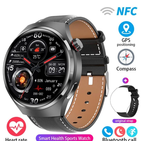 Smart Watch with NFC, AMOLED HD Display, Heart Rate Monitor, Bluetooth Calling, IP68 Waterproof — Smartwatches, Wula Mall