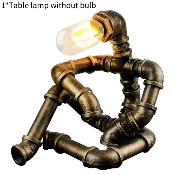 Vintage Industrial Style Water Pipe Robot Table Lamp — Lighting, NobleRot