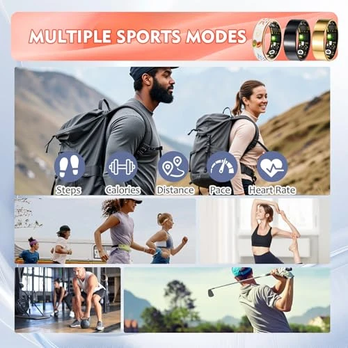 Smart Ring Fitness Tracker with Heart Rate, Blood Oxygen, Blood Pressure, Sleep Monitoring, Step Counting, IP68... — Smart Rings, Kuxlagz