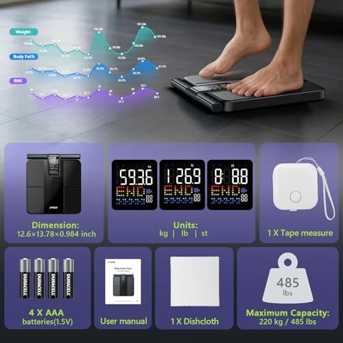 Smart Scale for Body Weight and Fat, BMI, Muscle Mass — Body Composition Analysis, LVPIMAN